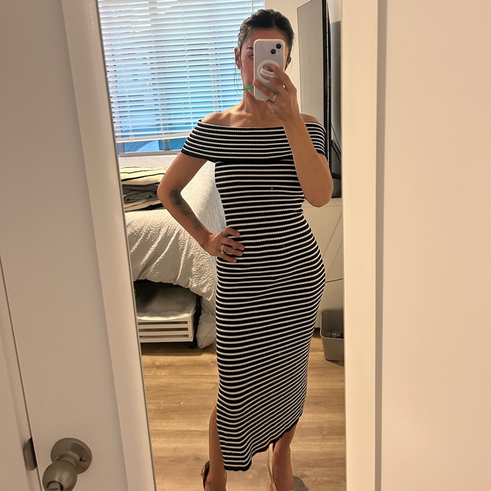 Striped off the shoulder dress